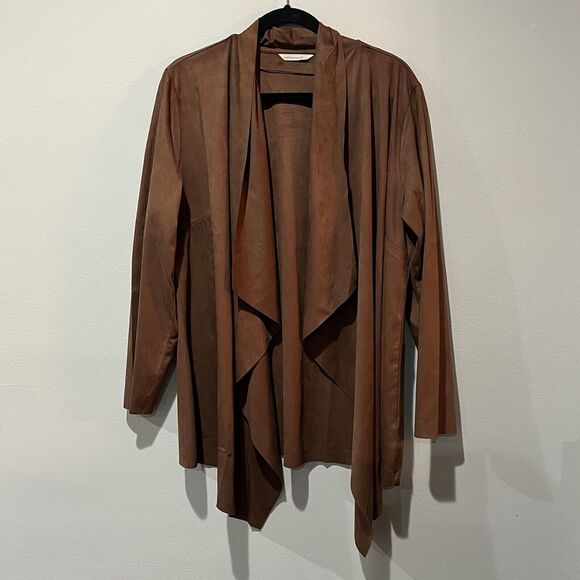 Soft Surroundings Jackets & Blazers - Soft Surroundings Jacket Women’s 1X Shape Drape Brown Faux Suede Waterfall